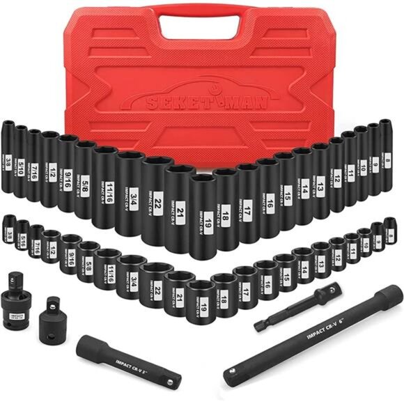 3/8-Inch Drive Impact Socket Set, - Picture 1 of 7